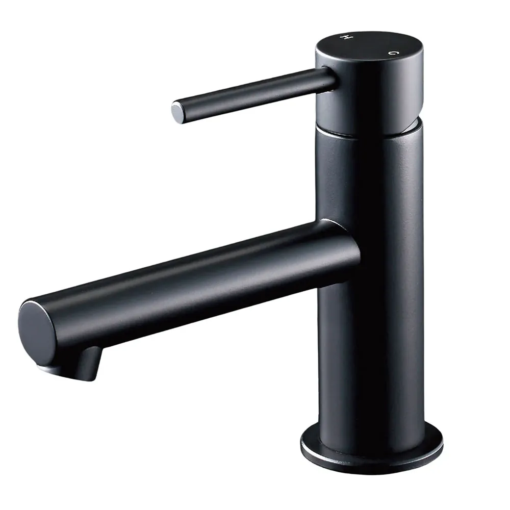 シングルレバー洗面混合水栓ストレート マットブラック | 水栓・蛇口