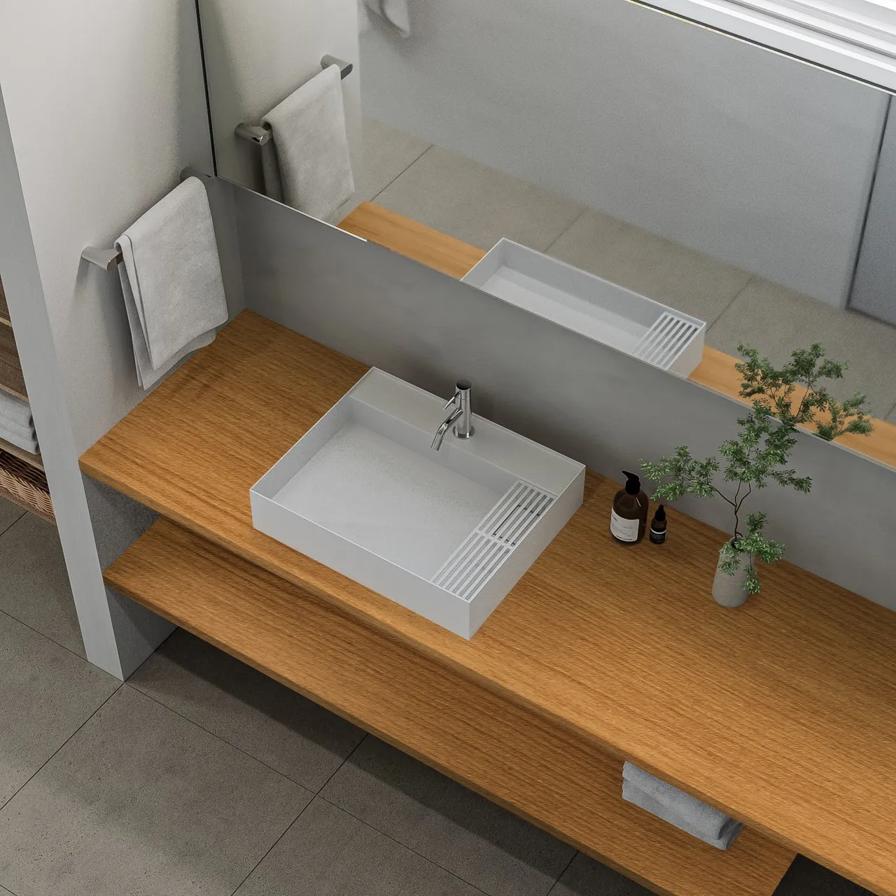 天然木オーダーカウンターレッドオーク幅3L/奥行4L/厚み25 | 洗面台