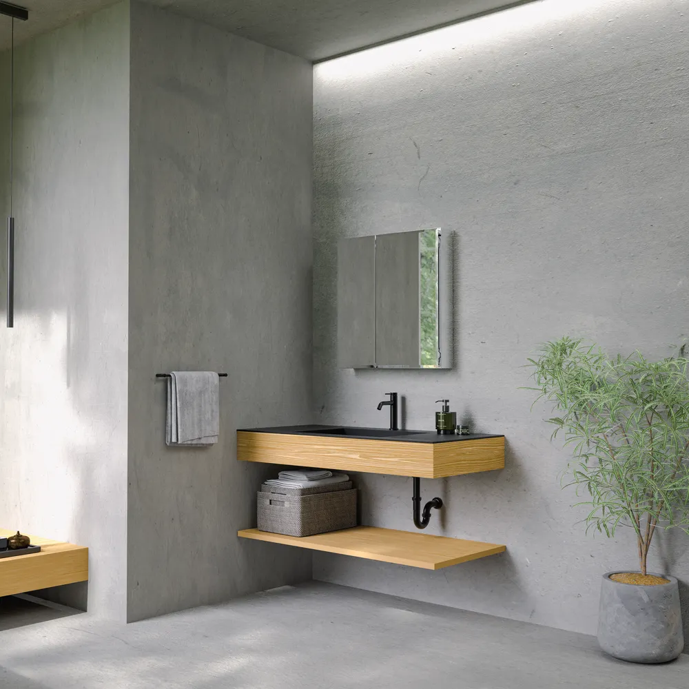 ラヴィタスW1200 ブラック×オーク | 洗面台 | 住宅設備機器（洗面台