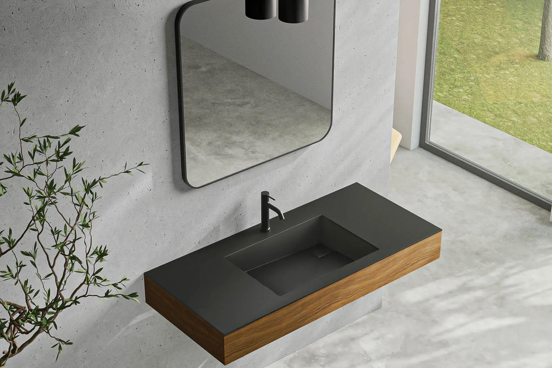 ラヴィタスW1200 ブラック×ウォールナット | 洗面台 | 住宅設備機器