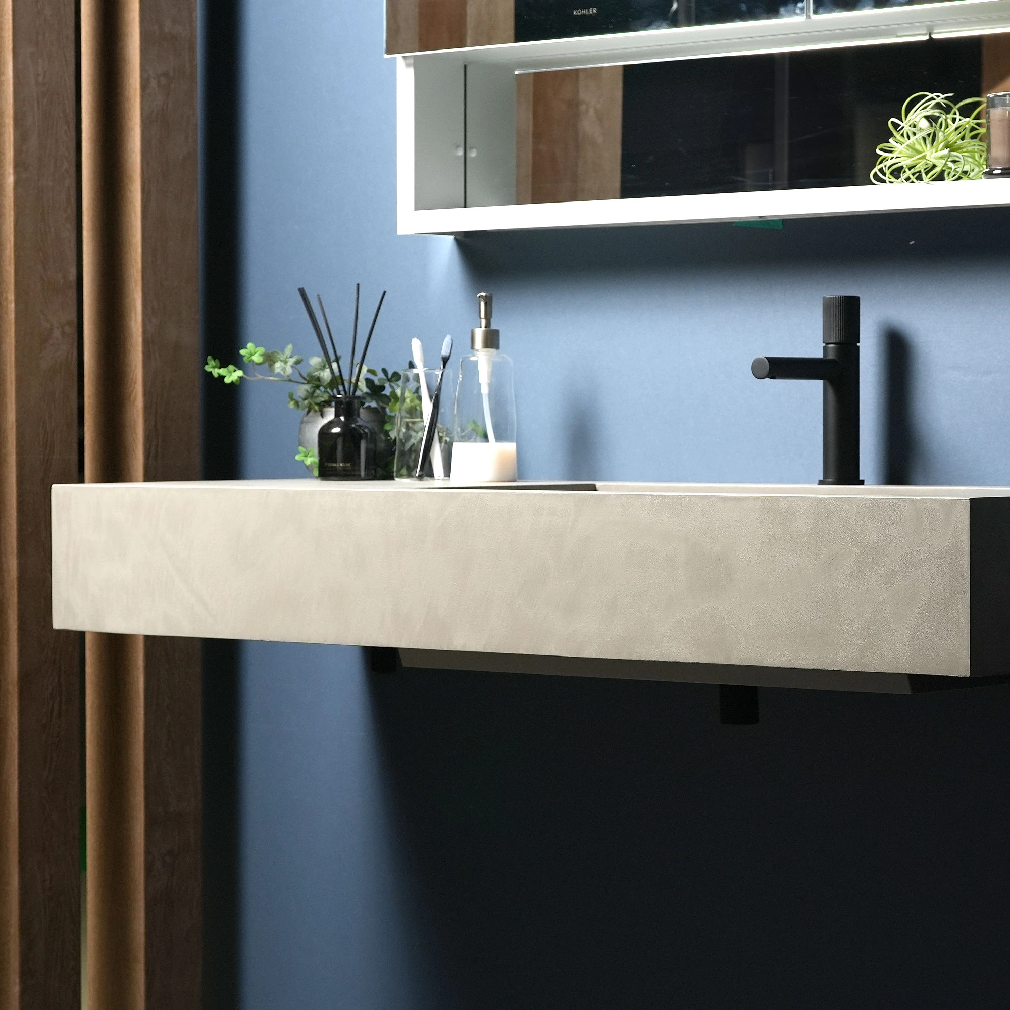 のえ　モルタル製キャンドルM×２点　台座なし Mortart Stand / TMS60120GY / Living Talk Decor リビングトークデコール